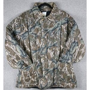 Vintage 80s RefrigiWear Mossy Oak Treestand Camo Quilted Jacket Men's XL